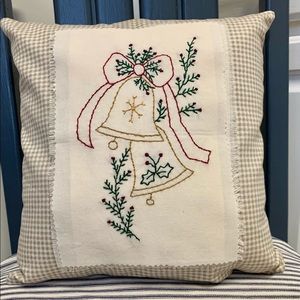 Primitive Rustic Christmas Holiday Season Winter Jingle Bells Pillow 12x12